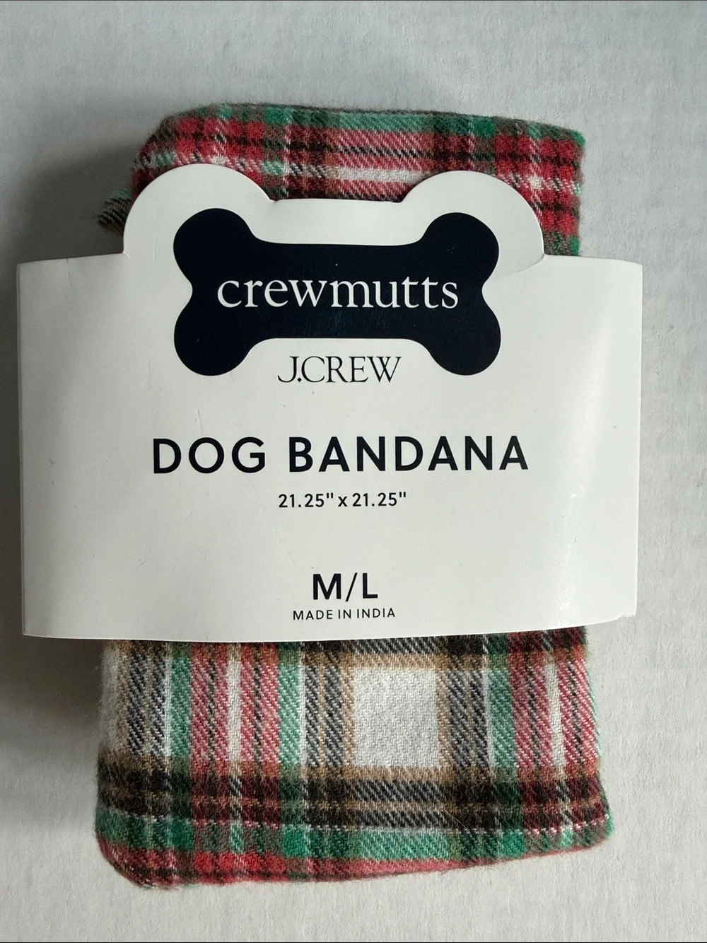NWT J. Crew Crewmutts Plaid Dog Bandana | M/L - Picture 1 of 2